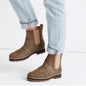 Madewell The Ivy Chelsea Boots In Mini Dot Calf Hair Print Size 10